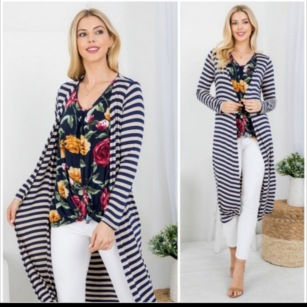 New maxi cardigan rose floral top